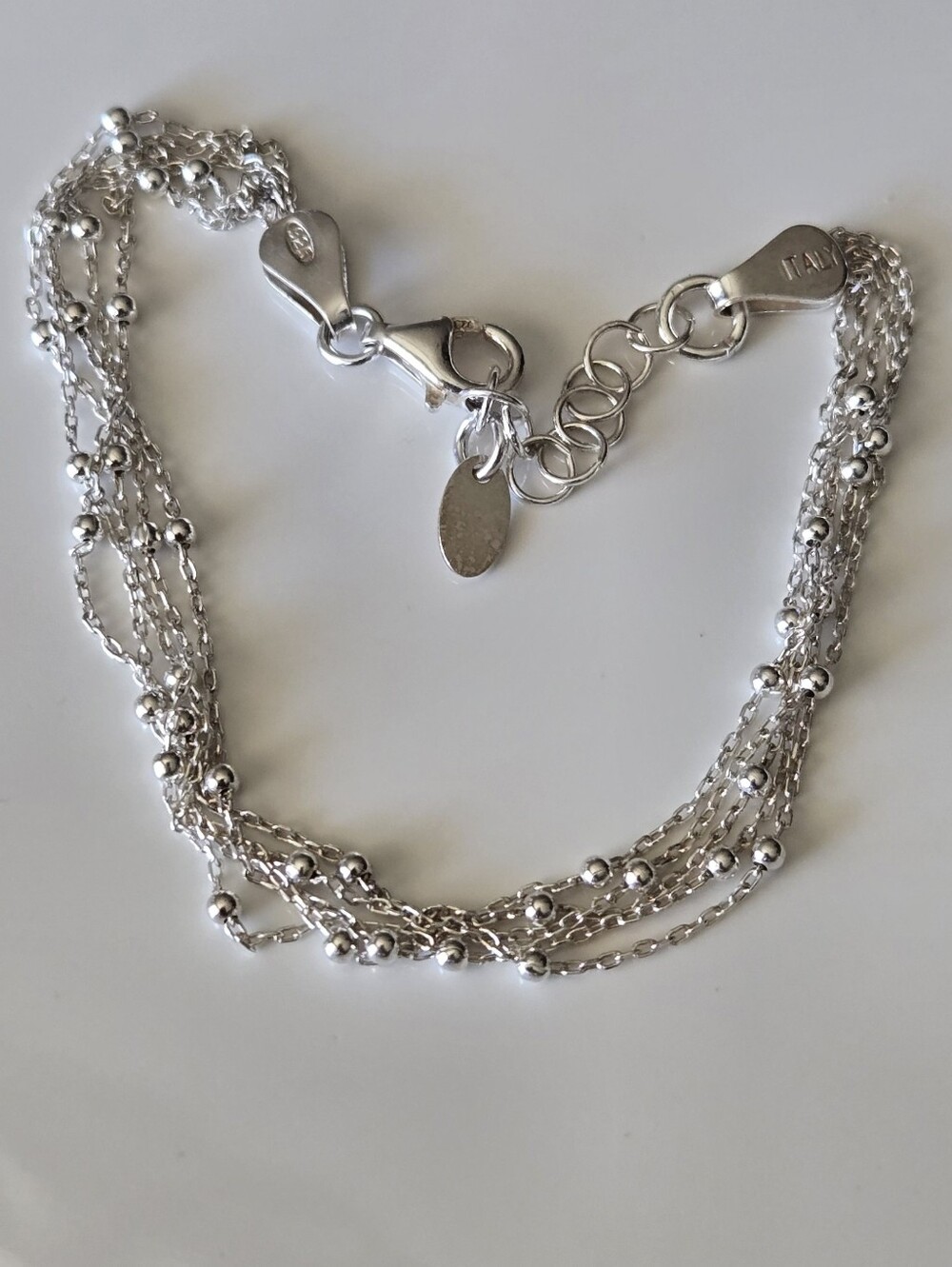 DYADEMA Multi-Strand 925 Silver Bead Chain Bracelet - Women Jewelry